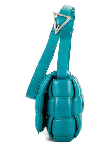 Bottega Veneta Skórzana torebka w kolorze turkusowym - 24 x 18 x 8 cm