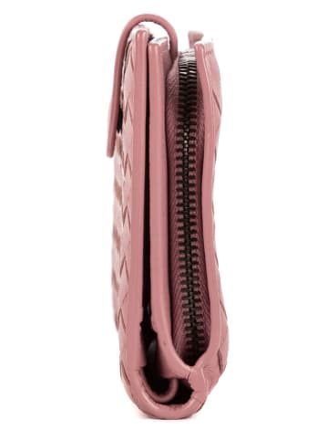 Bottega Veneta Skórzany portfel w kolorze jasnoróżowym - 14 x 9 x 2 cm