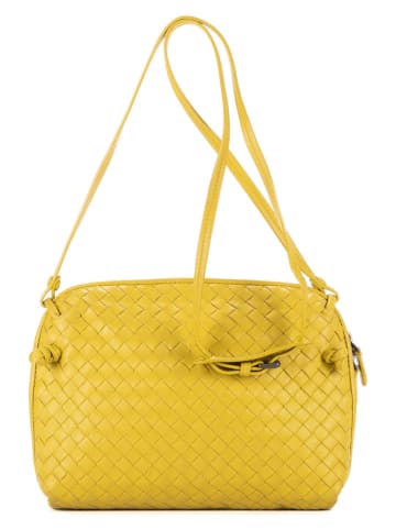 Bottega Veneta Skórzana torebka w kolorze żółtym - 22 x 19 x 4 cm