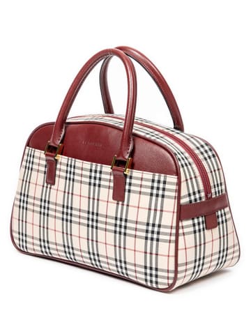 Burberry Henkeltasche in Beige/ Rot - (B)33 x (H)22 x (T)14 cm