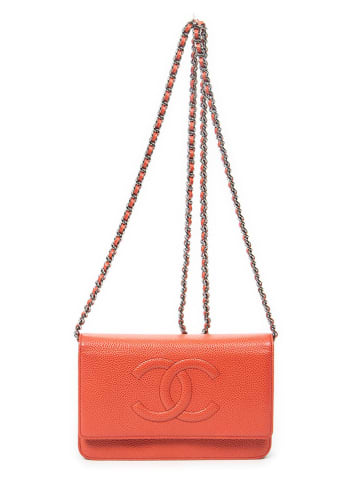 Chanel Skórzana torebka w kolorze pomarańczowym - 19 x 10 x 3 cm