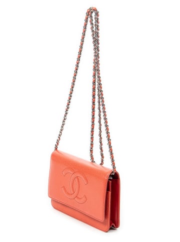Chanel Skórzana torebka w kolorze pomarańczowym - 19 x 10 x 3 cm