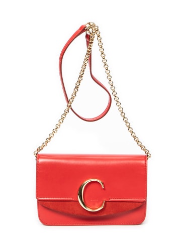 Chloé Skórzana torebka w kolorze czerwonym - 21 x 14 x 5 cm