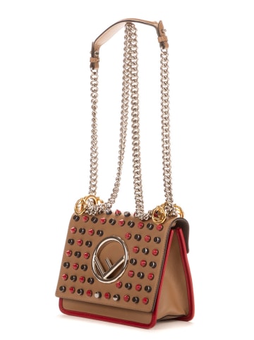 Fendi Skórzana torebka w kolorze jasnobrązowym - 16 x 9 x 3 cm