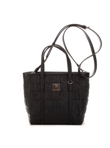 MCM Leder-Henkeltasche in Schwarz - (B)20 x (H)20 x (T)6 cm