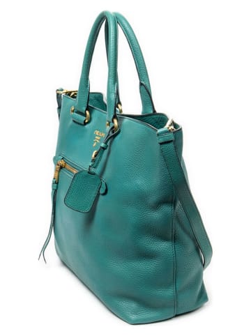 PRADA Skórzana torebka w kolorze turkusowym - 34 x 34 x 14 cm