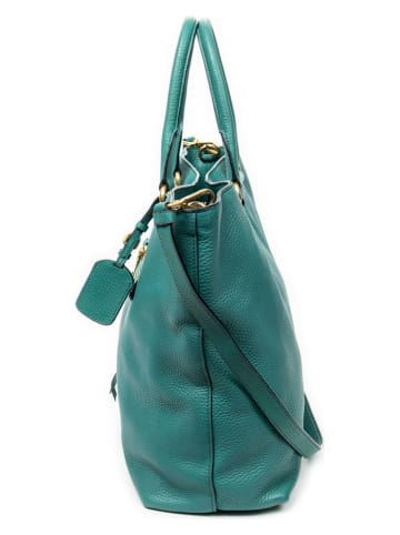 PRADA Leder-Henkeltasche in Türkis - (B)34 x (H)34 x (T)14 cm
