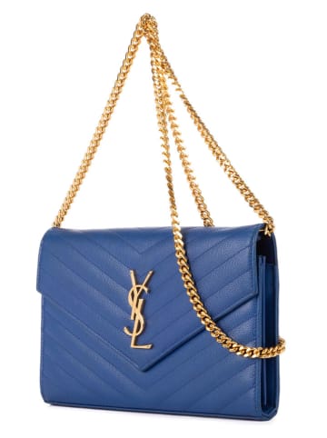 Yves Saint Laurent Leder-Umhängetasche in Blau - (B)22 x (H)14 x (T)3 cm