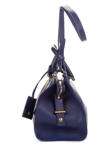 Yves Saint Laurent 2nd Hand Leder-Henkeltasche in Blau - (B)30 x (H)21 x (T)14 cm