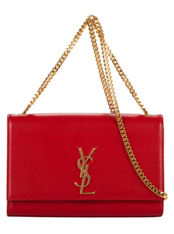 Yves Saint Laurent Skórzana torebka w kolorze czerwonym - 24 x 14 x 5 cm