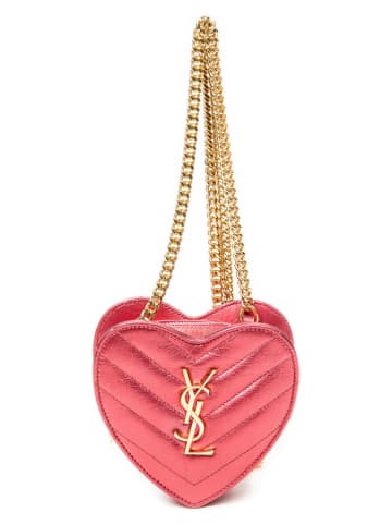 Yves Saint Laurent Skórzana torebka w kolorze różowym - 10 x 5 cm