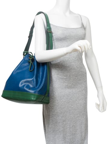 Louis Vuitton Leder-Schultertasche "Noe GM" in Blau/ Grün - (B)26 x (H)34 x (T)19 cm