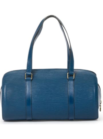 Louis Vuitton Skórzana torebka "Soufflot" w kolorze niebieskim - 30 x 14,5 x 13,5 cm