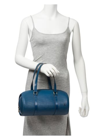 Louis Vuitton Skórzana torebka "Soufflot" w kolorze niebieskim - 30 x 14,5 x 13,5 cm