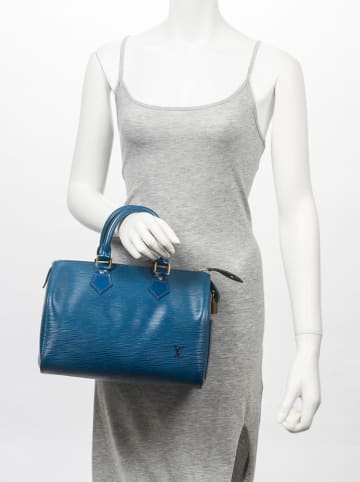 Louis Vuitton Skórzana torebka w kolorze niebieskim - 27 x 19 x 15 cm