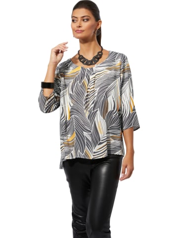 WITT WEIDEN Bluzka w kolorze szaro-biało-musztardowym