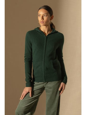 Perfect Cashmere Kaszmirowy kardigan "Emma" w kolorze ciemnozielonym