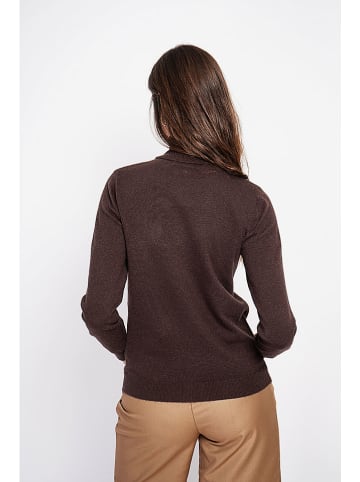 ASSUILI Rollkragenpullover in Dunkelbraun