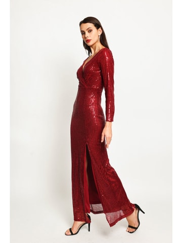 ASSUILI Paillettenkleid in Bordeaux