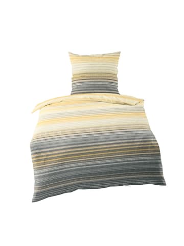 Bierbaum Satin-Bettwäsche-Set in Gelb/ Grau