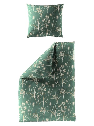 Bierbaum Komplet pościeli satynowej w kolorze beżowo-zielonym