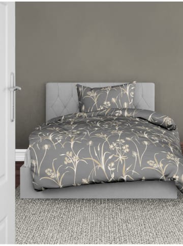 Bierbaum Satin-Bettwäsche-Set in Grau/ Beige