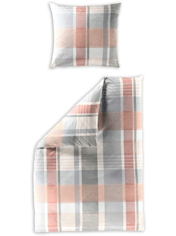 Bierbaum Satin-Bettwäsche "Bierbaum" in Lachs/ Hellgrau