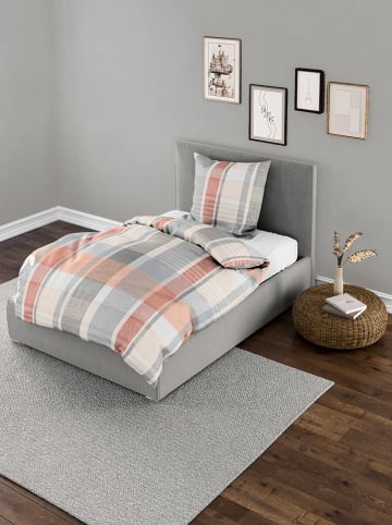 Bierbaum Komplet pościeli satynowej w kolorze łososiowo-jasnoszarym