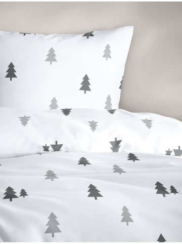 Bierbaum Komplet pościeli satynowej w kolorze biało-szarym