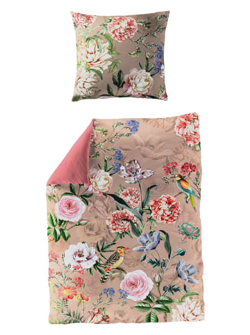 Bierbaum Satin-Bettwäsche-Set in Rosa/ Beige