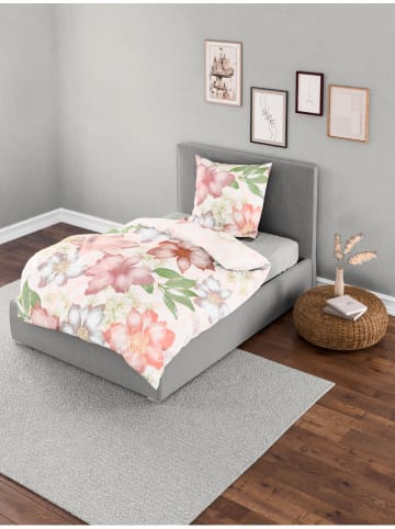 Bierbaum Komplet pościeli satynowej w kolorze kremowo-jasnoróżowym