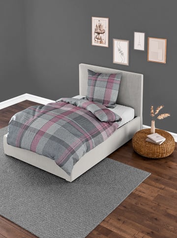 Bierbaum Renforcé-Bettwäsche in Grau/ Rosa