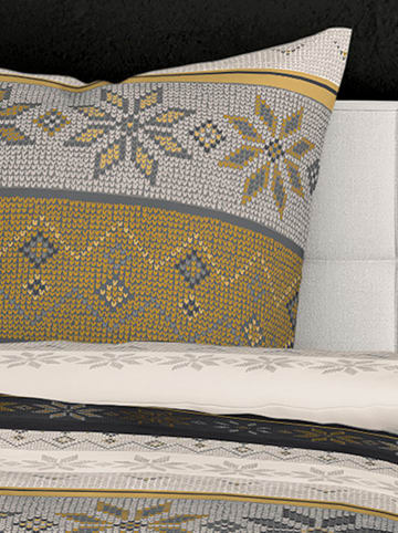 Bierbaum Biber-Bettwäsche-Set in Grau/ Gelb