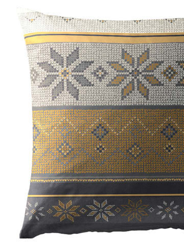 Bierbaum Komplet pościeli flanelowej w kolorze żółto-szarym