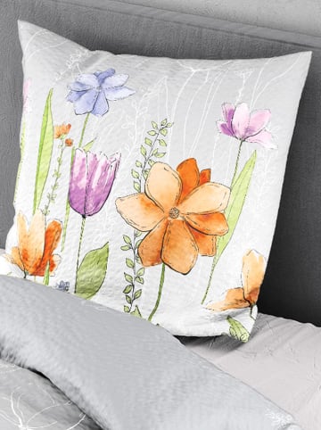 Bierbaum Seersucker-Bettwäsche in Hellgrau/ Orange/ Lila