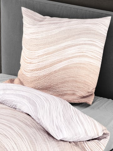 Bierbaum Seersucker-Bettwäsche in Apricot/ Weiß