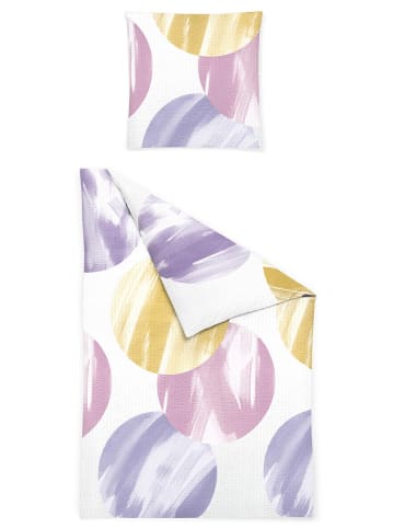 Bierbaum Komplet pościeli w kolorze biało-fioletowo-jasnoróżowym z kory