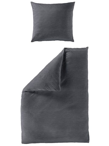 Bierbaum Seersucker-Bettwäsche in Dunkelgrau
