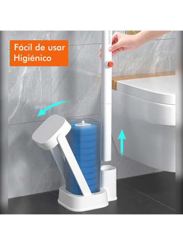 Joybos 4-delige toiletborstelset wit/blauw
