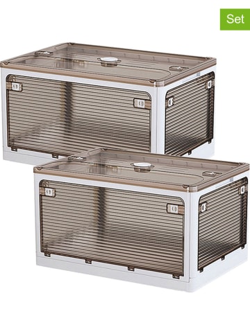 Joybos Skrzynki (2 szt.) w kolorze biało-brązowym - 48 x 24 x 36 cm