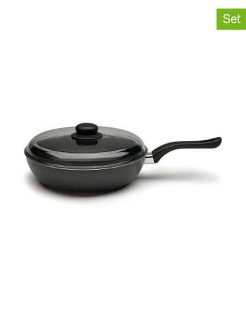 Ballarini 2-delige set: smoorpan "Garda" zwart - Ø 28 cm