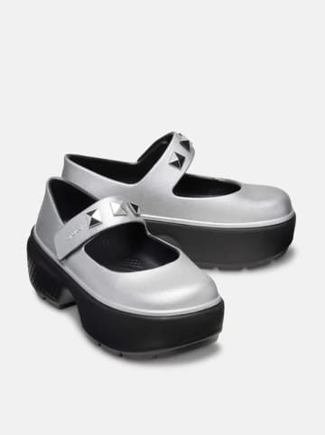 Crocs Ballerina's "Stomp Metallic Jane" zilverkleurig/zwart