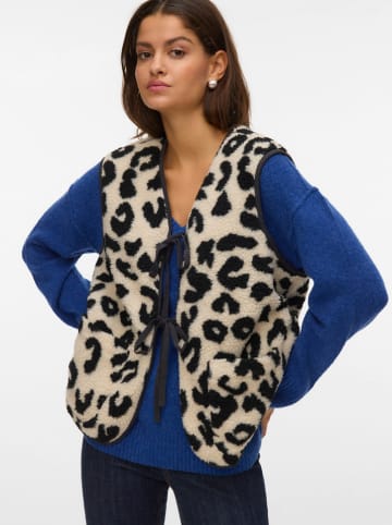 Vero Moda Teddyweste in Beige/ Schwarz