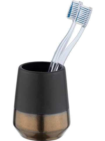 Wenko 2er-Set: Zahnputzbecher "Brandol" in Schwarz - (H)10 x Ø 8 cm