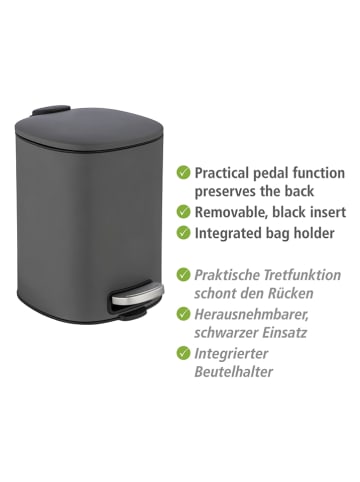 Wenko Pedaalemmer "Alassio" antraciet - 5 l