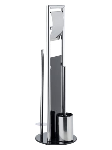 Wenko Toiletborstelgarnituur "Ravina" zilverkleurig - (H)70 x Ø 20 cm