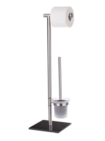Wenko WC-Garnitur "Lima" in Silber/ Schwarz - (B)23.50 x (H)69 x (T)20 cm
