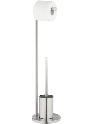 Wenko Toiletborstelgarnituur zilverkleurig - (H)69,5 x Ø 18 cm