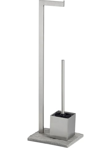 Wenko WC-Garnitur "Granit" in Silber/ Grau - (H)73,5 cm