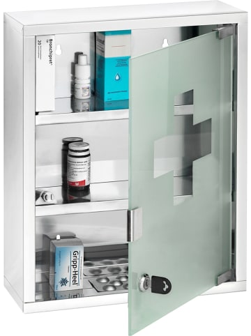 Wenko Medikamentenschrank in Silber - (L)30 x (B)40 x (T)12 cm